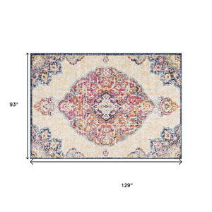 HomeRoots 20' Blue Medallion Runner Rug - Durable, Elegant Design for Hallways, Entryways, and Kitchens 8’ x 11’ 393006