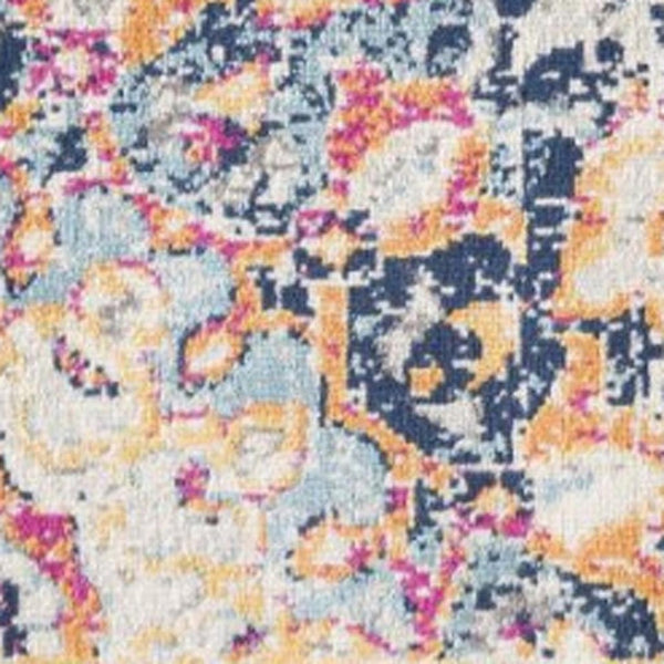 HomeRoots 20' Blue Medallion Runner Rug - Durable, Elegant Design for Hallways, Entryways, and Kitchens 8’ x 11’ 393006