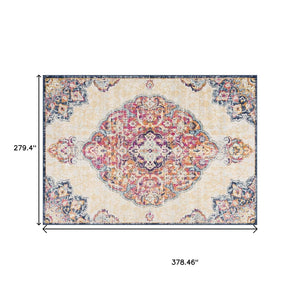 HomeRoots 20' Blue Medallion Runner Rug - Durable, Elegant Design for Hallways, Entryways, and Kitchens 9’ x 13’ 393007