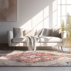HomeRoots 20' Blue Medallion Runner Rug - Durable, Elegant Design for Hallways, Entryways, and Kitchens 9’ x 13’ 393007