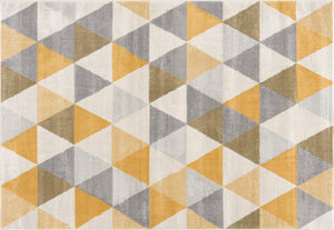 Homeroots 12' X 18' Yellow Geometric Washable Non Skid Area Rug  Polypropylene 393025