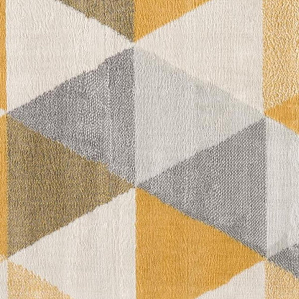 HomeRoots 12' X 18' Yellow Geometric Washable Area Rug - Stylish, Non-Skid Design for High Traffic Homes 393025
