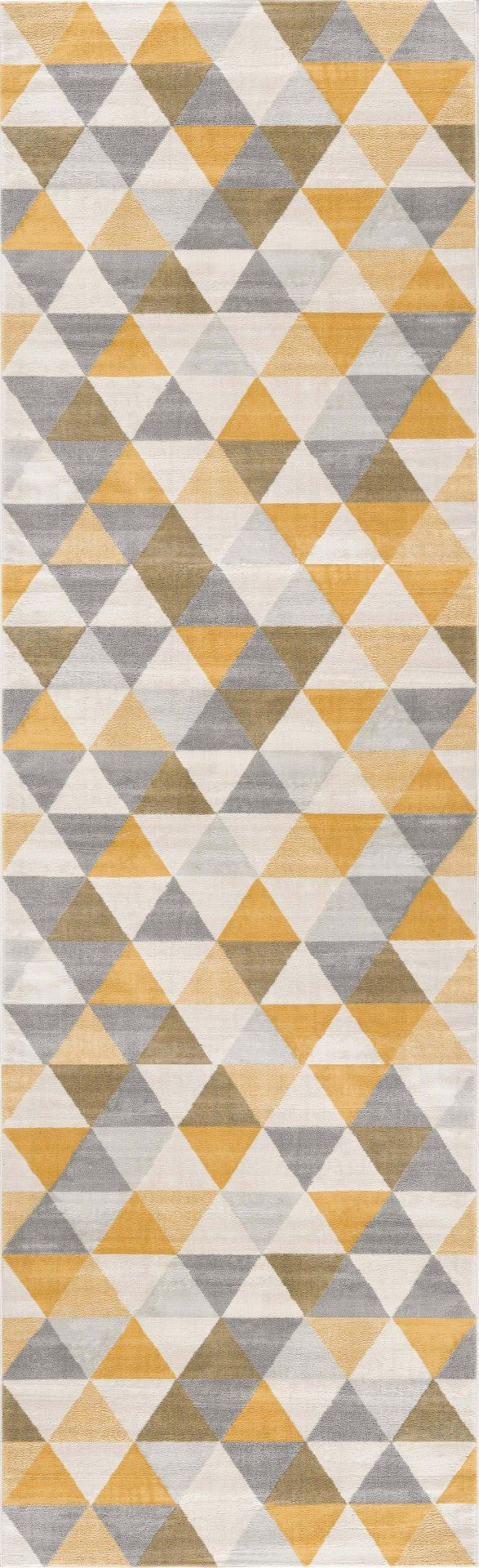 HomeRoots 20' Bright Yellow and Ivory Geometric Runner Rug - Durable, Stylish, Easy-Care for Modern Spaces 2’ x 20’ 393031