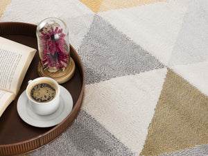 HomeRoots 20' Bright Yellow and Ivory Geometric Runner Rug - Durable, Stylish, Easy-Care for Modern Spaces 5’ x 8’ 393039