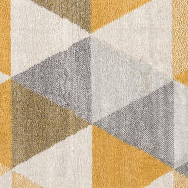 HomeRoots 20' Bright Yellow and Ivory Geometric Runner Rug - Durable, Stylish, Easy-Care for Modern Spaces 5’ x 8’ 393039