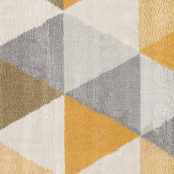 HomeRoots 20' Bright Yellow and Ivory Geometric Runner Rug - Durable, Stylish, Easy-Care for Modern Spaces 8’ x 11’ 393041