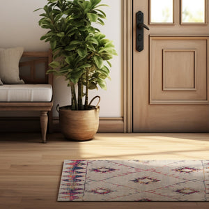 HomeRoots 20' Ivory and Gold Abstract Geometric Runner Rug - Handcrafted Elegance for Modern & Bohemian Spaces 2’ x 20’ 393048
