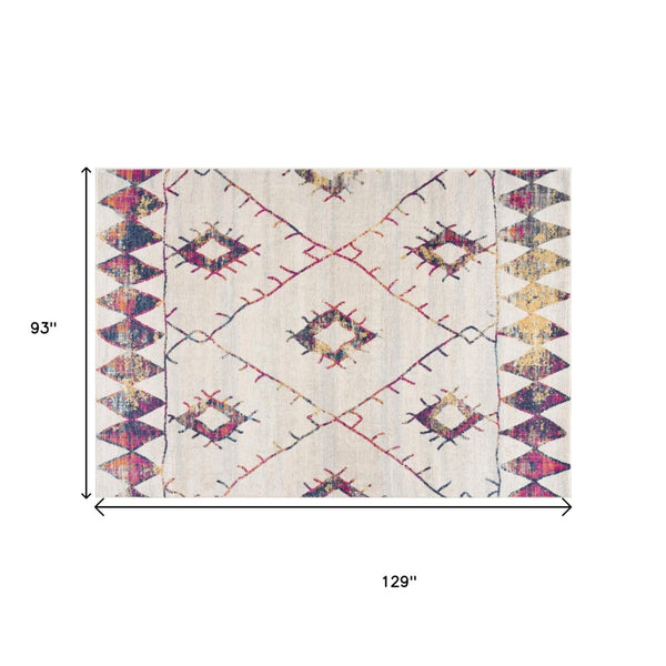 HomeRoots 20' Ivory and Gold Abstract Geometric Runner Rug - Handcrafted Elegance for Modern & Bohemian Spaces 8’ x 11’ 393058