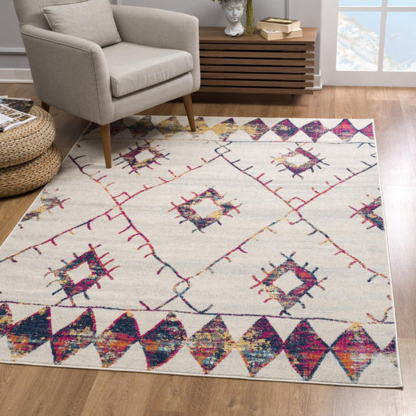 HomeRoots 20' Ivory and Gold Abstract Geometric Runner Rug - Handcrafted Elegance for Modern & Bohemian Spaces 9’ x 13’ 393059
