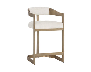 Sunpan BEAUMONT Counter Stool - Antique Brass Base, Rhea Light Barley Upholstery for Stylish Comfort 112400