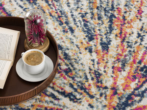 Homeroots 5' X 8' Cream Celestial Burst Abstract Area Rug  Polypropylene 393073