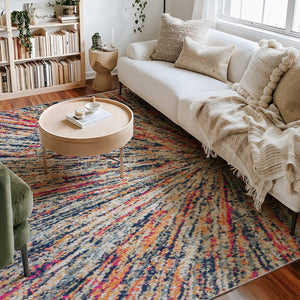 Homeroots 5' X 8' Cream Celestial Burst Abstract Area Rug  Polypropylene 393073