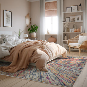 Homeroots 8' X 11' Cream Celestial Burst Abstract Area Rug  Polypropylene 393075