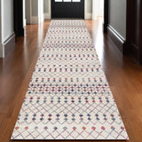 Homeroots 13' Runner Cream Ikat Area Rug  Polypropylene 393079