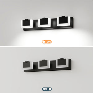 English Elm 3 Modern Black LED Vanity Light 3-Head Up/Down Wall Fixture 6000K Dimmable Iron Acrylic Bath W2312P374942