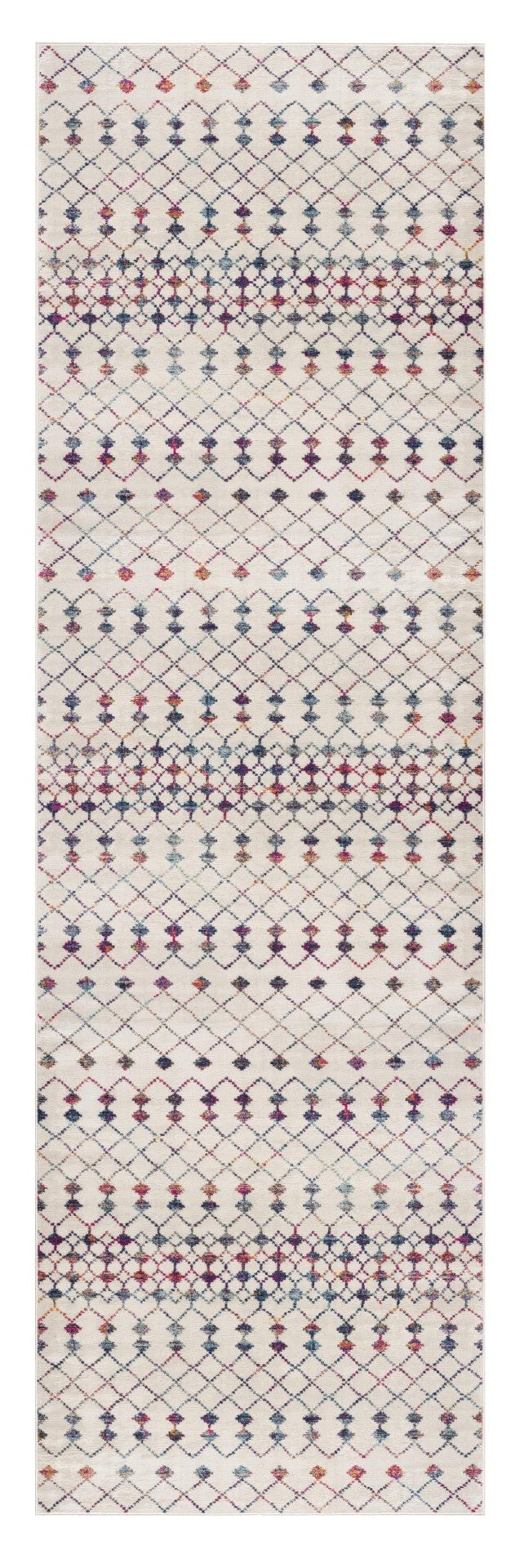 HomeRoots 20' Blue And Ivory Ikat Runner Rug for High-Traffic Areas - Durable, Stylish, Low-Maintenance Design 2’ x 20’ 393082