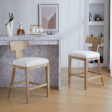 Christopher Knight Home® - Noble House - - 27" Counter Stools Set Of 2, Upholstered Counter Height Bar Stools With Solid Rubber Wood Frame, Backrest, Footrest, Armless Barstools For Home Bar, Kitchen Counter, Beige & Natural