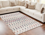 Homeroots 5' X 8' White Modern Geometric Grid Area Rug  Polypropylene 393090