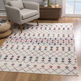 Homeroots 7' X 10' White Modern Geometric Grid Area Rug  Polypropylene 393091