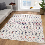 Homeroots 8' X 11' White Modern Geometric Grid Area Rug  Polypropylene 393092