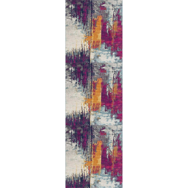 HomeRoots 20' Gray Ivory And Magenta Abstract Rug - Modern Design for Hallways, Kitchens, and High-Traffic Areas 20' Runner Runner 393099