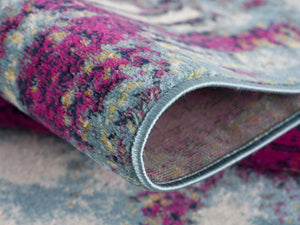 HomeRoots 20' Gray Ivory And Magenta Abstract Rug - Modern Design for Hallways, Kitchens, and High-Traffic Areas 20' Runner Runner 393099