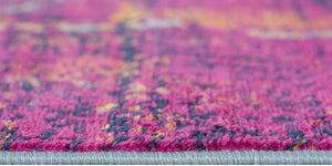 HomeRoots 20' Gray Ivory And Magenta Abstract Rug - Modern Design for Hallways, Kitchens, and High-Traffic Areas 20' Runner Runner 393099