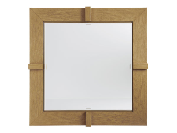 Lexington Tommy Bahama Outdoor 3930-947 Square Cocktail Table - Elegant Transitional Design With Textured Aluminum And Glass Top Light Brown Wood 3930-947