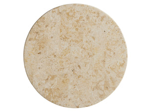 Lexington Tommy Bahama Outdoor 3930-950c Elegant Round Side Table With Natural Mactan Stone Top And All-weather Wicker Design Light Brown Wood 3930-950c