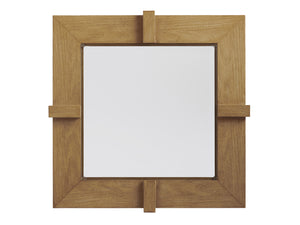 Lexington Tommy Bahama Outdoor 3930-957 Square End Table - Elegant Transitional Design With Beveled Glass Top & Textured Aluminum Finish Light Brown Wood 3930-957