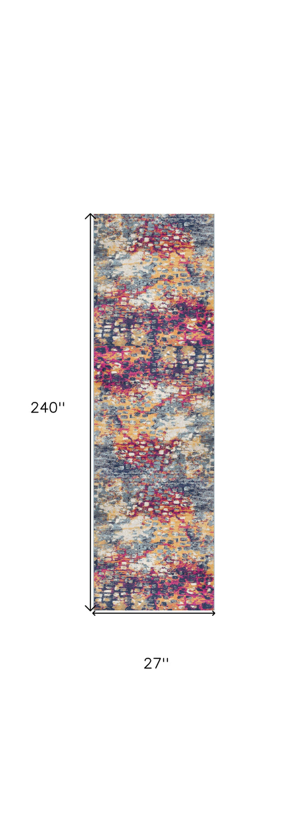 Homeroots 20' Runner Blue And Ivory Abstract Runner Rug  Polypropylene 393116