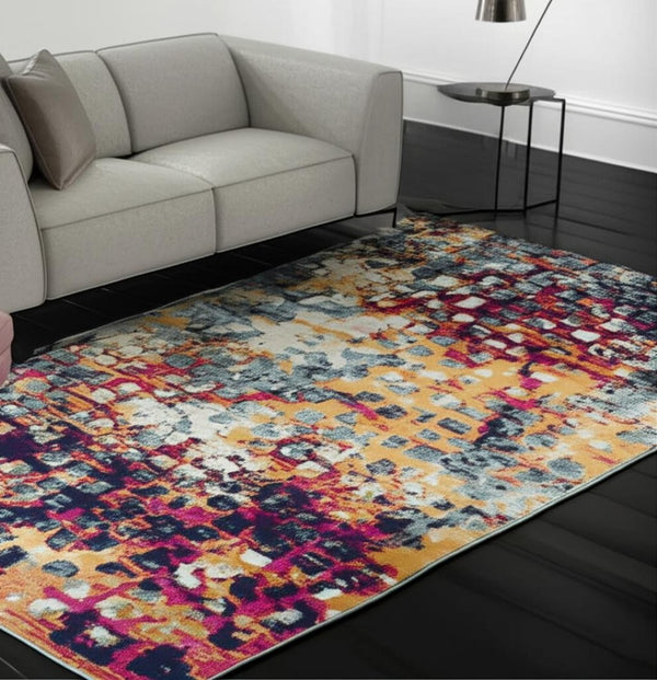 HomeRoots 20' Contemporary Blue and Ivory Abstract Runner Rug for High-Traffic Areas, Easy Care & Stylish Design 5’ x 8’ 393124