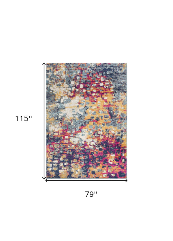 Homeroots 6' X 9' Blue And Ivory Abstract Area Rug  Polypropylene 393125