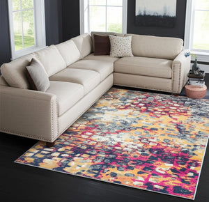 HomeRoots 20' Contemporary Blue and Ivory Abstract Runner Rug for High-Traffic Areas, Easy Care & Stylish Design 8’ x 11’ 393126