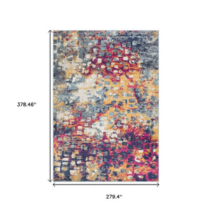 HomeRoots 20' Contemporary Blue and Ivory Abstract Runner Rug for High-Traffic Areas, Easy Care & Stylish Design 9’ x 13’ 393127