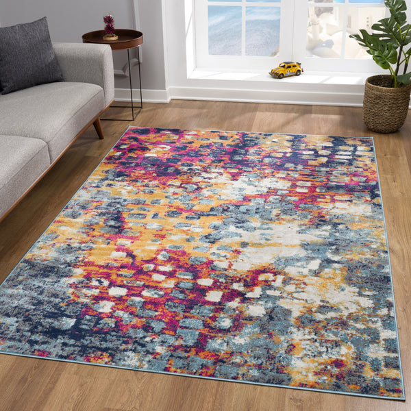 Homeroots 9' X 13' Multicolored Abstract Painting Area Rug  Polypropylene 393127
