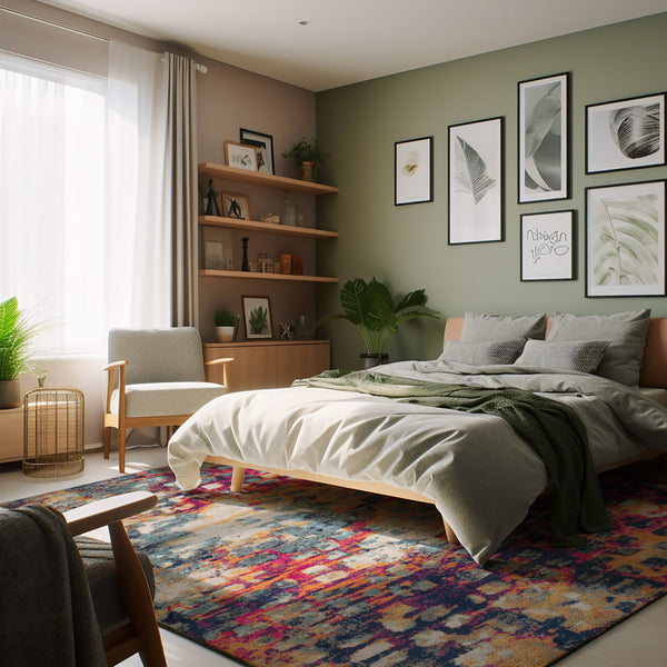 Homeroots 9' X 13' Multicolored Abstract Painting Area Rug  Polypropylene 393127