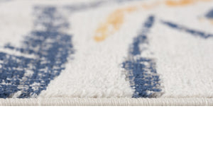 HomeRoots 20' Blue and Gold Abstract Runner Rug - Stylish, Durable, and Modern Design for Hallways and Entryways 2’ x 20’ 393133