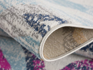 HomeRoots 20' Blue and Gold Abstract Runner Rug - Stylish, Durable, and Modern Design for Hallways and Entryways 2’ x 20’ 393133