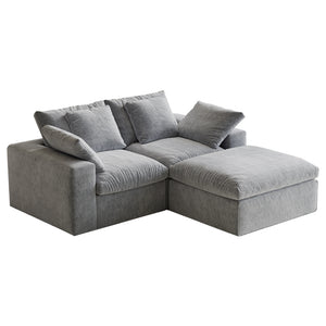 English Elm Modular Sectional Sofa - 3-Seater Light Gray Minimalist Design With Ottoman, Comfy Sleeper Option W3622S00010