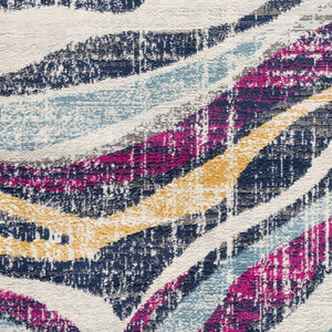 HomeRoots 20' Blue and Gold Abstract Runner Rug - Stylish, Durable, and Modern Design for Hallways and Entryways 5’ x 8’ 393141