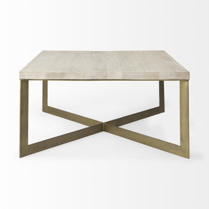Homeroots 34" Beige Metal Square Coffee Table   393162