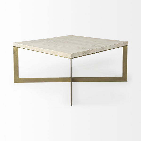 Homeroots 34" Beige Metal Square Coffee Table   393162