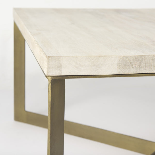 Homeroots 34" Beige Metal Square Coffee Table   393162