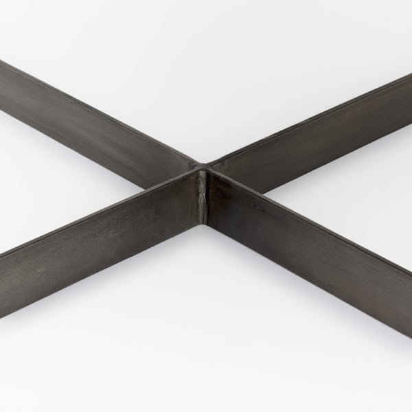 Homeroots 34" Brown Solid Wood And Metal Square Coffee Table   393163