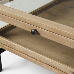 Homeroots 42" Clear And Black Glass And Metal Square Coffee Table With Shelf   393165