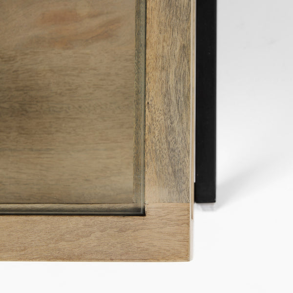 Homeroots 42" Clear And Black Glass And Metal Square Coffee Table With Shelf   393165