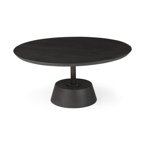 Homeroots Black Wooden Pedestal Base Coffee Table   393166