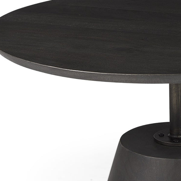 Homeroots Black Wooden Pedestal Base Coffee Table   393166