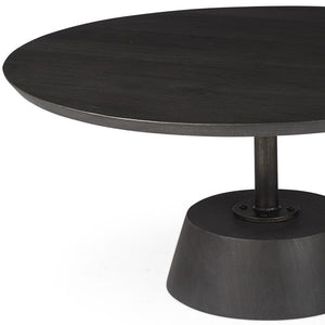 Homeroots Black Wooden Pedestal Base Coffee Table   393166